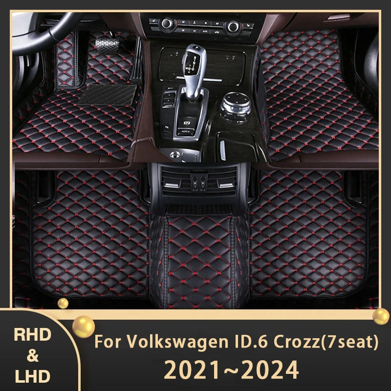 Automašīnas Grīdas Paklāji Volkswagen VW ID.6 ID6 ID 6 Crozz 2021-2024 7seat Pasūtījuma Auto Pēdu Spilventiņi Ādas Paklāju Interjera Aksesuāri . ' - ' . 0