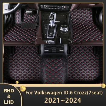 Automašīnas Grīdas Paklāji Volkswagen VW ID.6 ID6 ID 6 Crozz 2021-2024 7seat Pasūtījuma Auto Pēdu Spilventiņi Ādas Paklāju Interjera Aksesuāri