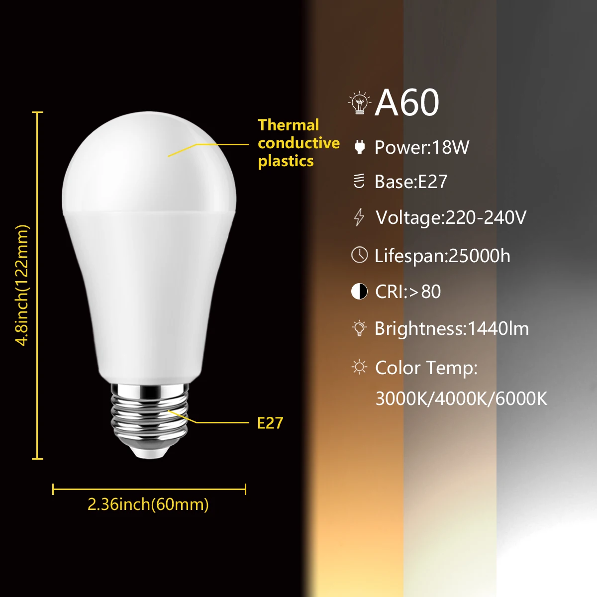 4-16PC Led spuldzes Lampas AC220V-240V A60 E27 B22 liela Jauda 8W-18W bombilla ēsmas zivtiņu vadi, led spuldzes, apgaismojums dzīvojamā istaba Mājās . ' - ' . 4