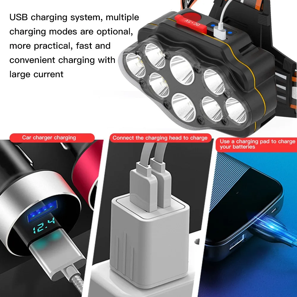 8* XPG īpaši Spilgti LED Lukturis Ūdensizturīgs USB Uzlādējams Lukturis ar 18650 Baterijas, 4 Režīmi Gaismas Zvejas Gaismu Ārā . ' - ' . 4