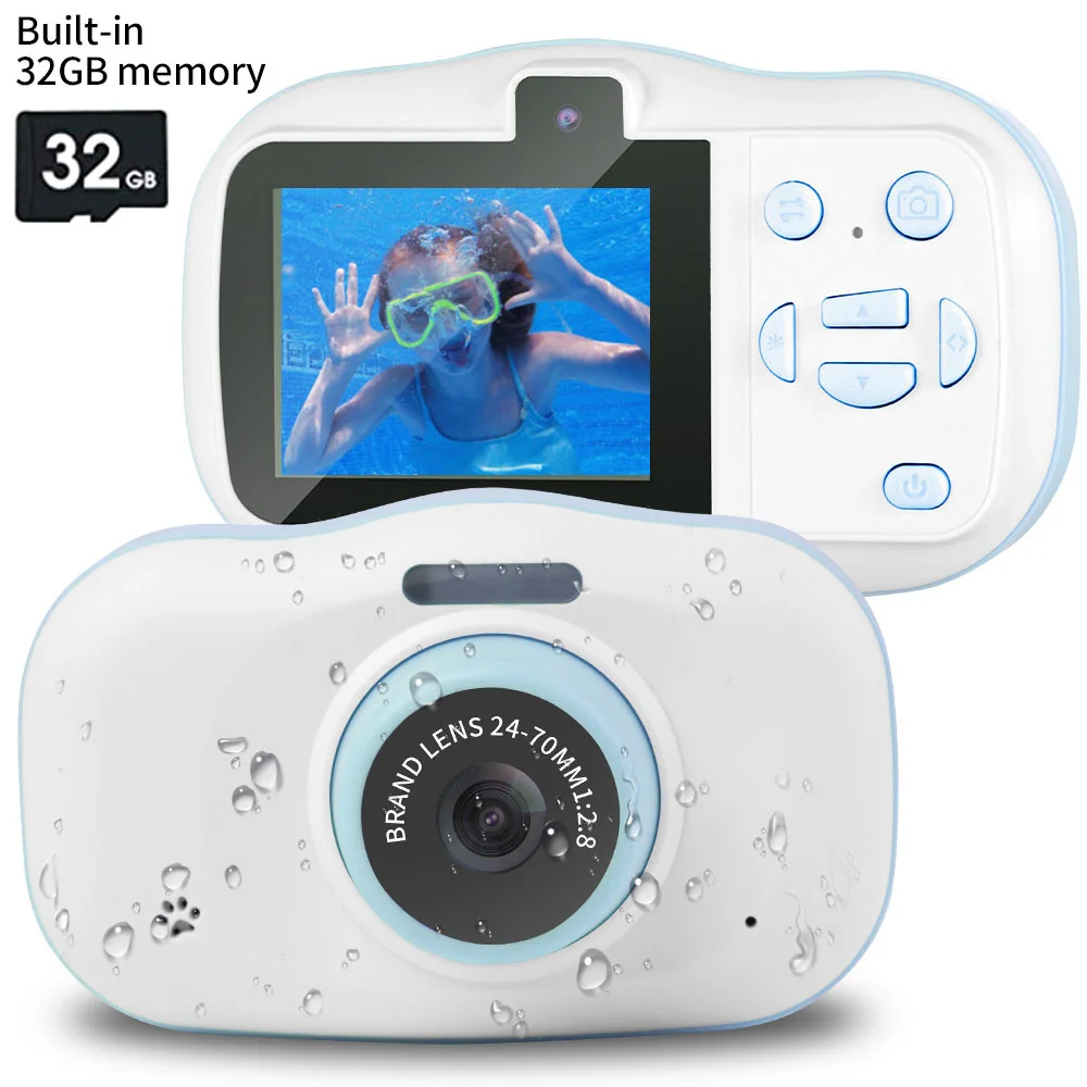 Bērnu Ūdensizturīgs Kamera, 720P Mini Selfie Bērnu Rotaļu Digitālās Fotokameras 32G Video Kameras Bērnu Rotaļu Zēns Meitenei Dzimšanas dienā . ' - ' . 0
