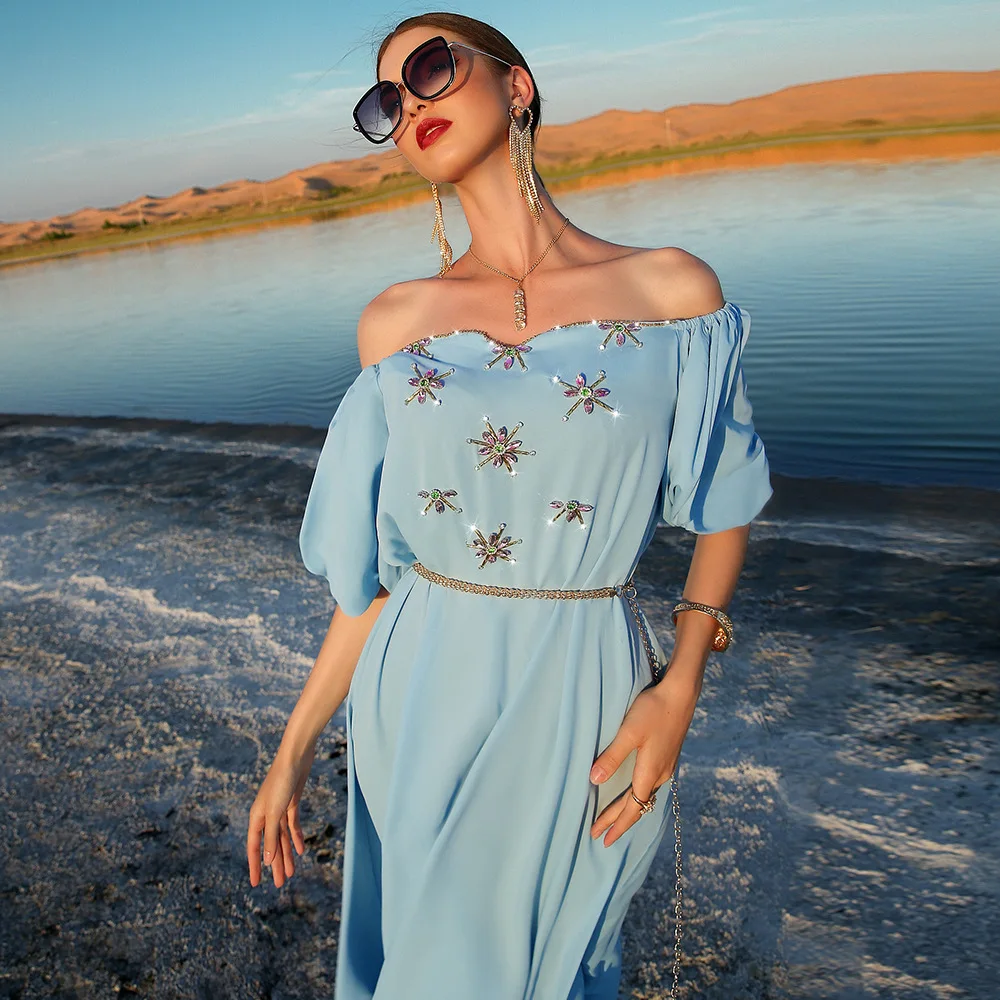 Kaftans Musulmaņu Modes Vakaru Maxi Kleitas Sievietēm Abaya Islāmu Turcija Marokas Puse Caftan Marokens Drēbes saviesīgs vakars Femme Dubai . ' - ' . 4
