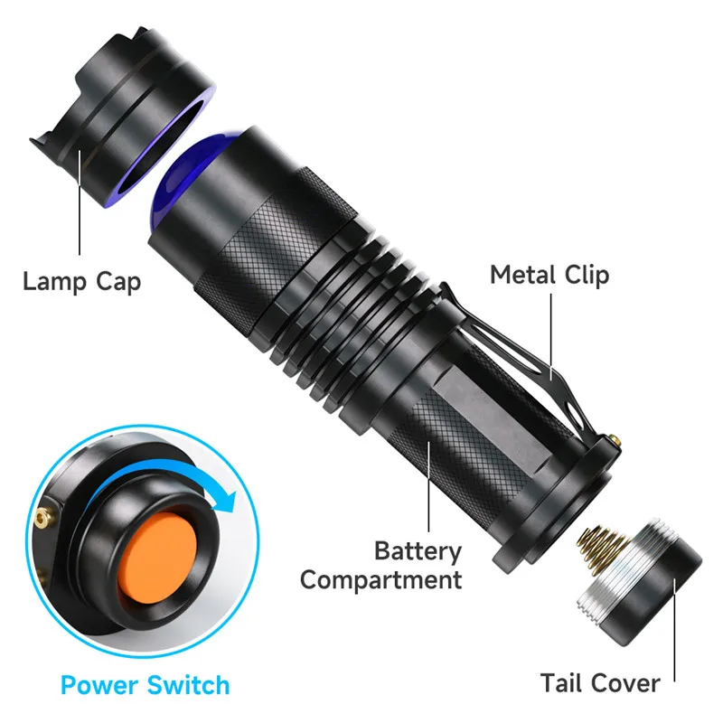 LED UV Lukturīti 395nm Viļņa Blacklight Mini Lāpu ultravioletās Gaismas Zoomable Pet Urīna Scorpion sieviešu higiēnas Detektors . ' - ' . 1