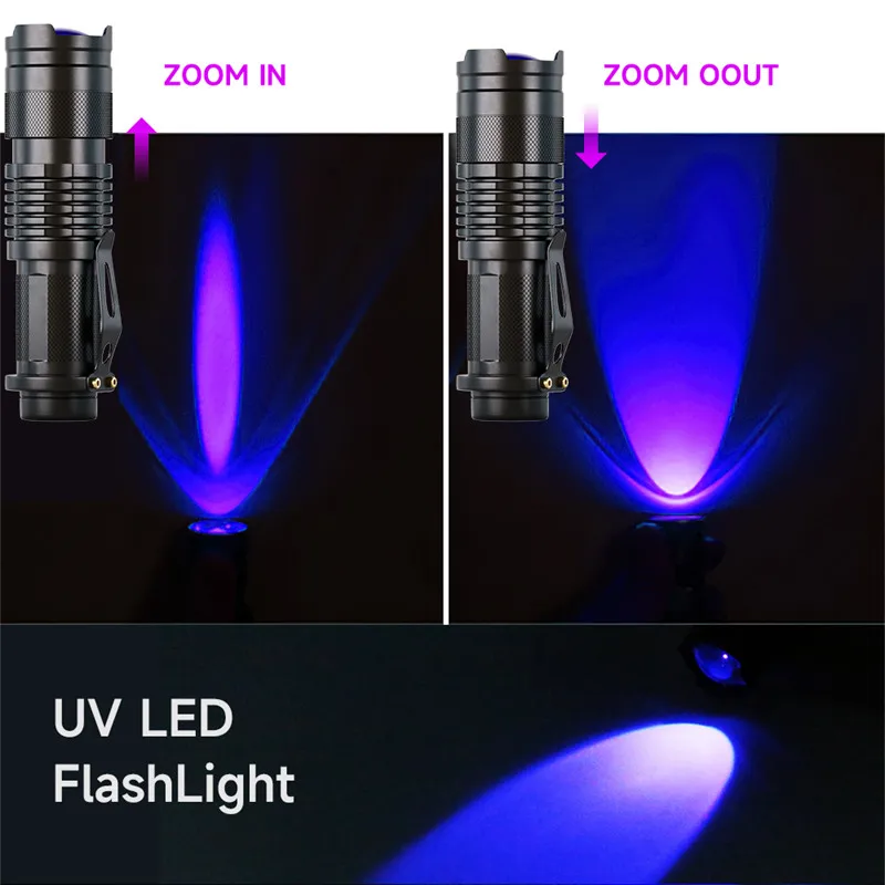 LED UV Lukturīti 395nm Viļņa Blacklight Mini Lāpu ultravioletās Gaismas Zoomable Pet Urīna Scorpion sieviešu higiēnas Detektors . ' - ' . 4