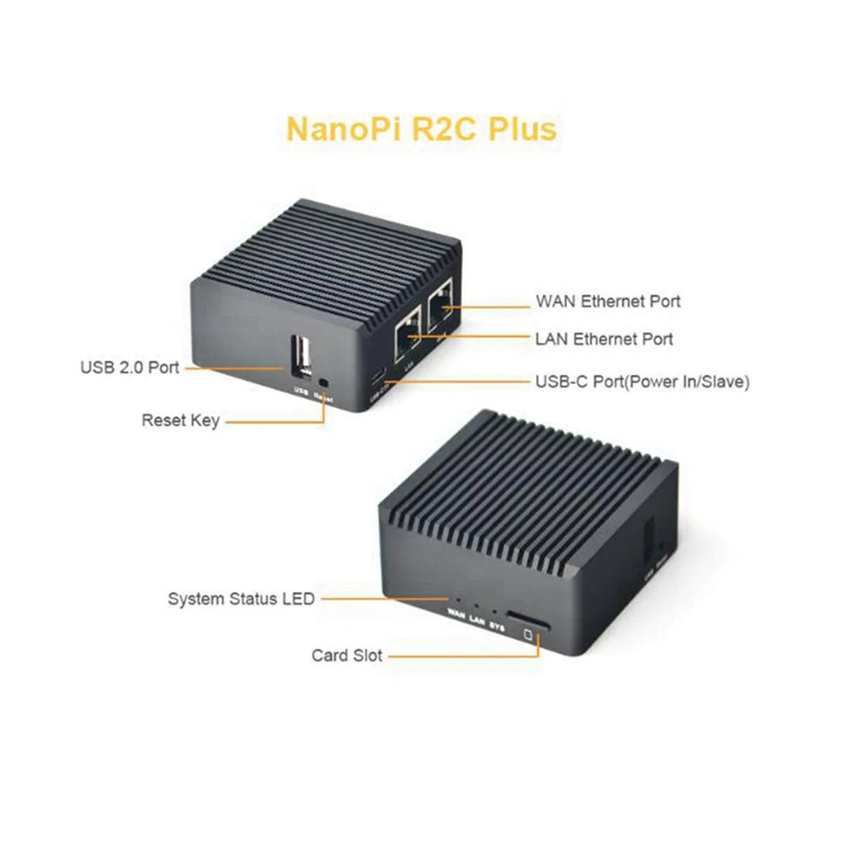 Par NanoPi R2C Plus Attīstības padomē+Metāla Gadījumā RK3328 Dual Gigabit Tīkla Interfeisa 1GB+8G EMMC RAM Mini Maršrutētāju Combo . ' - ' . 1
