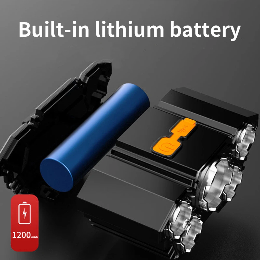 USB Lādējamu Iebūvēts Akumulators 5 Led Spēcīgas Lukturu Super Gaiša Galva Piestiprināma Lukturīti, Āra Zvejas Kempings Lukturīti . ' - ' . 5