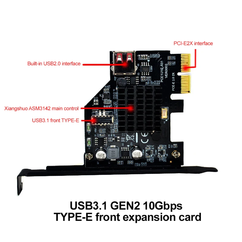 USB3.1 Gen2 Iebūvēts 20-pin Priekšējā Paneļa Savienotājs Paplašināšanas Kartes TIPS-E Paplašināšanas Karti PCI E Express Adapteri datoram Aprēķināt . ' - ' . 2