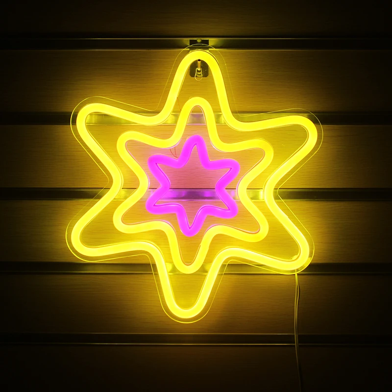Wanxing Sešstūra Zvaigzne Formas LED Neona Gaismas Sienas Neona Zīme Par Ziemassvētku Dāvanu Kāzu Puse, Veikals Bērniem, Kawaii Istabas Interjeru USB Strāvas . ' - ' . 0