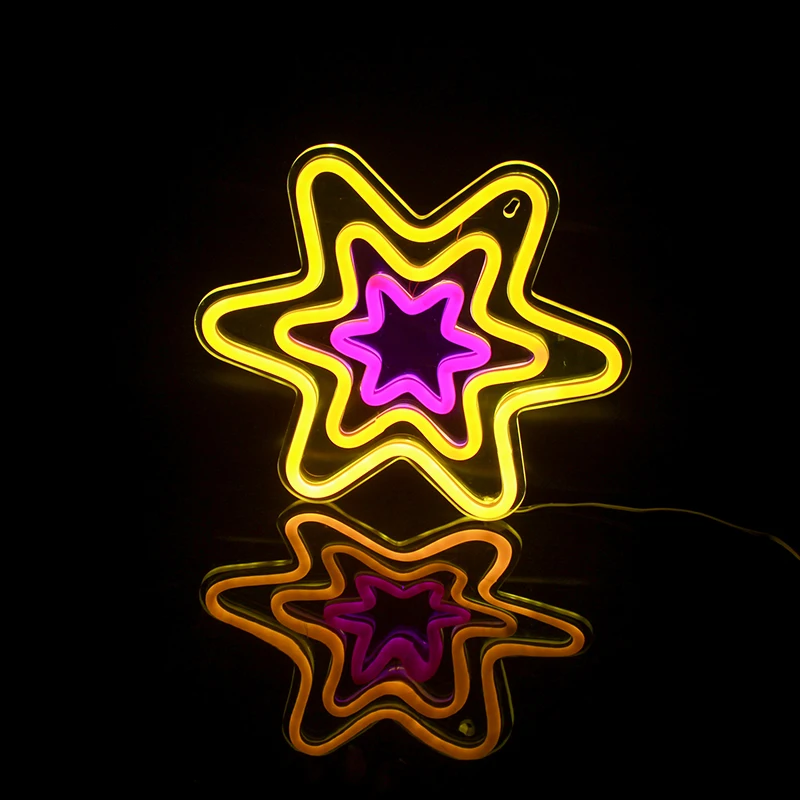 Wanxing Sešstūra Zvaigzne Formas LED Neona Gaismas Sienas Neona Zīme Par Ziemassvētku Dāvanu Kāzu Puse, Veikals Bērniem, Kawaii Istabas Interjeru USB Strāvas . ' - ' . 5