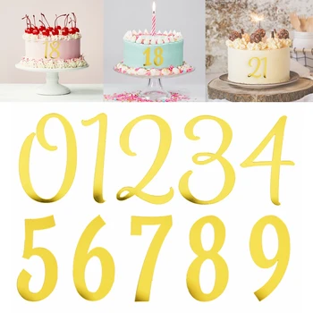 1 Iestatiet 0-9 Numuru Happy Birthday Cake Topper Zelta Digitālo Akrila Kūka Dekori Kāzu svinības Bērniem, Dzimšanas dienu DIY Deserts Rotājumi