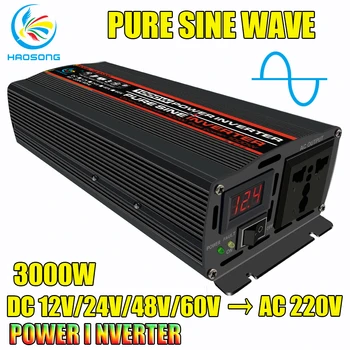 1000W Pure Sine Wave Saules Car Power Inverter DC 12V 24V 48V 60V, lai AC 220V Inversor 12 V 220 V Auto Auto Pārveidotājs Inversor