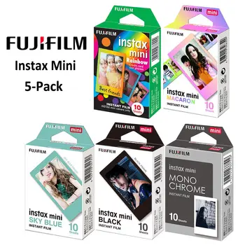 2023 Par Fujifilm Instax Mini 8 9 11 Filmu Fotokameras 50 Loksnes Instant Foto Papīrs ( Rainbow, Cepums, Melnbaltās, Melns, Zils )