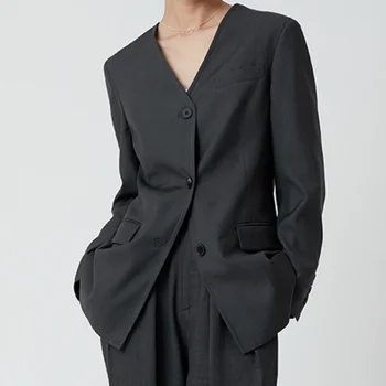2023-Pavasarī un Rudenī Jaunu Temperaments Slim Vienkārši Modes Jaka Uzvalks Sievietēm