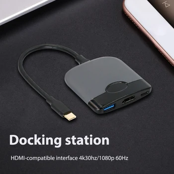 3 in 1 4K Video Converter Tips-C HDMI-saderīgam PD USB 3.0 HUB Portatīvo dokstacija TV Adapteris piemērots Nintendo Slēdzis