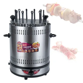 6 Nūjas Nerūsējošā Tērauda Elektriskā Bezdūmu Kebabs Mašīna Vertikālā BBQ Gaļas Rotācijas Kebabs Grila Iesms Veidošanas Mašīnas