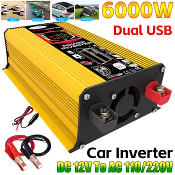 6000W Peak Car Inverter Conver Modificētu Sinuss Viļņu DC 12V Uz AC 110V, 220V Transformators Spriegumu Dual USB Smart Auto Power Inverter