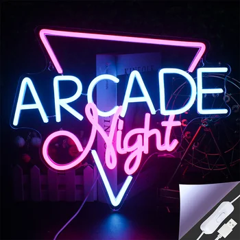 Arcade Nakts LED Neona Zīme Spilgti Arcade Led Spēļu zāle, Bārs, Klubs, Veikals, Neona Gaismu, Personalizētu Sienas Dekoru USB Neona Gaismas