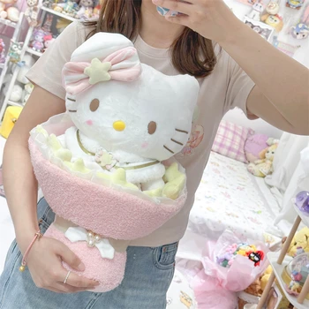 Augstas Kvalitātes Hello Kitty Kuromi Plīša Rotaļlieta Radošo Pildījumu Anime Ziedu Plushies Līgavas Pušķis Valentīna Dienā Meitene Ziemassvētku Dāvanu