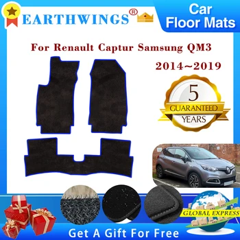 Automašīnas Grīdas Paklāji Pēdu Spilventiņu Renault Captur Samsung QM3 J87 Mk1 2014~2018 2019 Footpads Paklāji Panelis Paklāji Pad Auto Piederumi