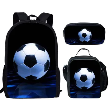 Belidome Atdzist Futbola Dizaina 3Pcs Skolas Somas Komplekts Pusaudžu Zēni Meitenes Schoolbag Mugursoma Studentu Bookbag Mochila Infantil