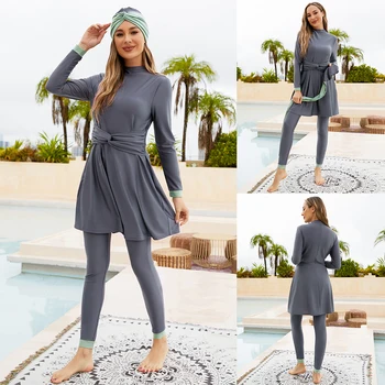 Burkini Musulmaņu Peldkostīmi 2023 Jaunu Femme Musulmane Islāma Mujer Apģērbu Peldēties Uzvalku Pieticīgs Peldkostīmi Pludmales Cover Up Sievietēm