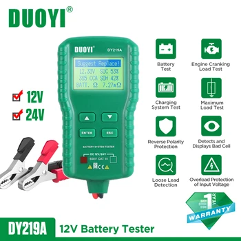 DUOYI DY219A Automobiļu Akumulatoru Testeris 12V 24V 100-1700CCA Ciparu Akumulatora Pārbaudes Rīks Automašīnas Starta Uzlādes Testu