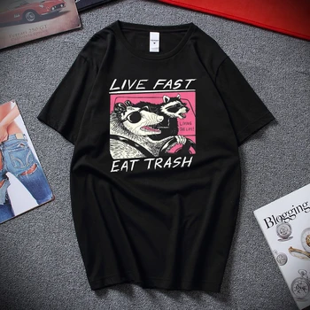 Dzīvot Ātri! Ēst Miskasti! T-Kreklu Dizaina T Krekli Camisas Hombre Vīriešu Kokvilnas Krekli, Topi Harajuku Izmēra t-krekls