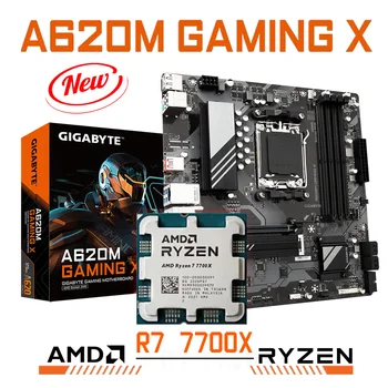 Gigabyte Mātesplate A620M SPĒĻU X DDR5 Ar AMD Ryzen 7 7700X CPU Combo Desktop AMD A620 Ligzda AM5 128GB M. 2 Mainboard JAUNAS