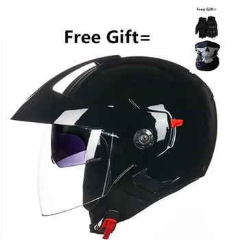 Gloss Black Atvērt Sejas Motocikla Ķivere ar Sunshield (Matte Black, X-Large) DOT apstiprināts ātrās atbrīvošanas sprādzi