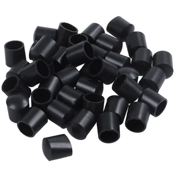Gumijas vāciņi 40-gabals melna gumijas caurules galos apaļas 10mm