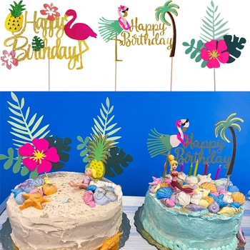 Havaju Tropu Kāzu Puse, Flamingo Ananāsu Aloha Vēstuli Kūka Toppers Vasarā Dzimšanas Dienas Svinības Dekorēšanas Cupcake Cilindrs