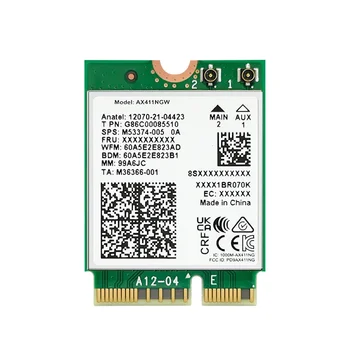 Intel AX411 WiFi Karti, WiFi 6E CNVio2 Bluetooth 5.3 Tri-Band 5374Mbps Tīkla Adapteri Portatīvo DATORU/gab