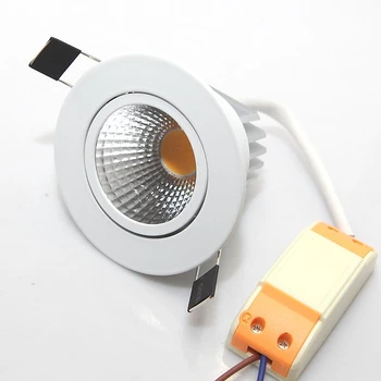 Jaunas Regulējamas Padziļinājumā COB LED Downlight 5W Dimming LED Spot Gaismas LED Griestu Lampas AC 110V, 220V Bezmaksas Piegāde