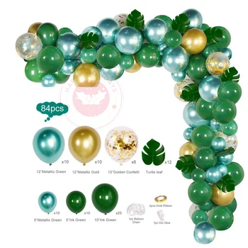 JAUNU Green Baloni, Vainags Arku Komplekts Džungļu Safari Puse Balona Komplekts 1 Dzimšanas dienas svinības Dekors Bērniem, Baby Dušas Lateksa Ballon Ķēdes