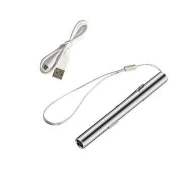 Karstā USB Pildspalvas Formas Uzlādējams Mini Kabatas Lukturītis LED Lukturītis Ar Nerūsējošā Tērauda Klipsi Sudraba Led Kabatas Lukturītis Lukturītis