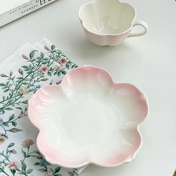 Kausa grupu super skaista zieda forma slīpums keramikas pēcpusdienas tējas tases, mazās kafijas tases izsmalcinātu pēcpusdienas tējas tases