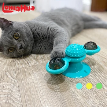 Kaķis Vējdzirnavas Rotaļlietas Smieklīgi Masāža Grozāms Kaķis Rotaļlietas Ar Catnip LED Bumbu Zobu Tīrīšana Pet Produkti Dropshipping
