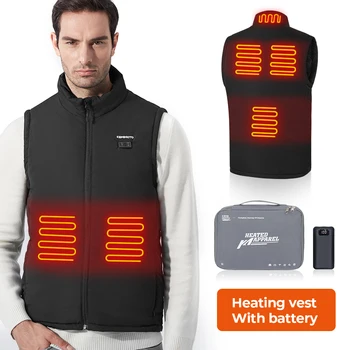 KEMIMOTO Apsildāmu Apvalku, Mazgājami USB Apsildāmā Veste Ziemas Akumulatoru, Motocikla Slēpošana Velosipēdu Pārgājienu Temperatūras Regulēšana