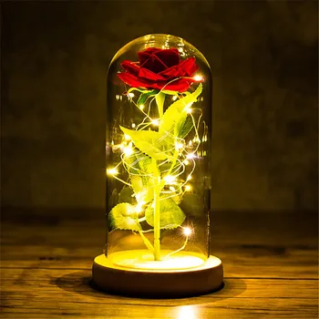 LED Mūžīgo Rožu Ziedi Nakts Gaismas 3D Galda Lampa, Dzimšanas dienas svinības Dekoru Valentīna Dienas Dāvanas Gultas Lampa, Telpu Dekorēšana