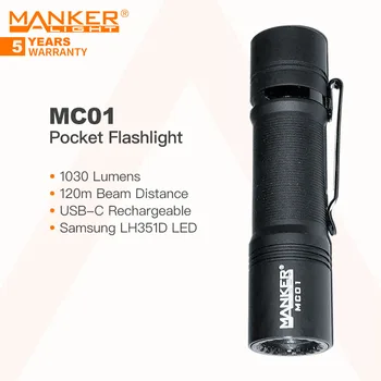 Manker MC01 Kabatas Lukturīti, 2500mAh Akumulators, 1030 Lm ar Klipu, lai Viegli Pārvadāt, Atdzesē / Neitrāli Balts-gaisma