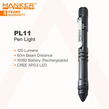 Manker PL11 Uzlādējams Penlight/Lukturīti, Multi-montāžas Metodes,120 Gaismas,Apgaismojuma/Rakstīt/Self Defense/Avārijas Rīks