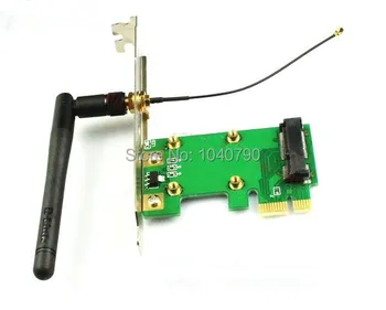 MiniPCI-E uz PCI-E 1x adapteri, bezvadu tīkla kartes adapteris karte 1 antena WiFi 1 Aizsargs