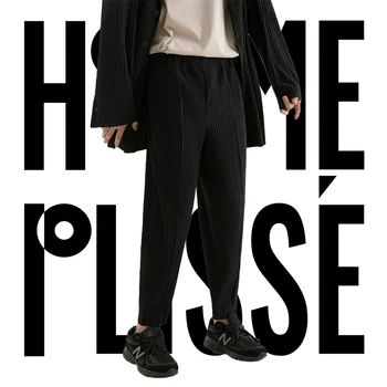 Miyake Kroku Bikses Modes Tērpu Japāņu Streetwear 2023 Vīriešu Bikses Ērtas Melnās Stiept Ikdienas Uzvalku Bikses Apģērbs
