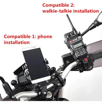 Motociklu Universālā Pirkstu-Grip Tālruni vai Radio Turētājs (Melns) ar 1,5 collu bumbu, telefona stiprinājums Walkie-talkie, uzstādīšana
