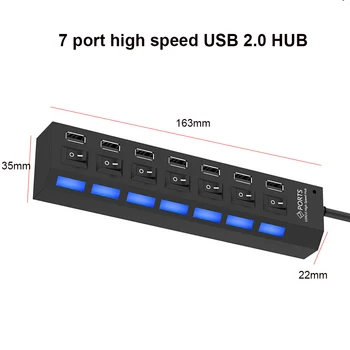 Multi USB Portu USB Centrmezgls 2.0 High Speed Ar On/Off Neatkarīgu Slēdzis USB Sadalītājs 4/7 Ostas Expander Vairākos Jaudas Pielāgošanai