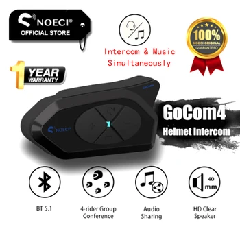 NOECI GOCOM4 Motociklu Domofons Ķivere Bluetooth Austiņas BT5.1 Communicator 4 Braucēji, Tajā Pašā Laikā Runā IP65 FM radio