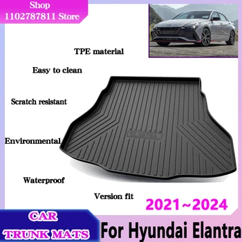 Par Hyundai Elantra CN7 Piederumi Avante i30 Sedans Ir 2021.~2023 2024 Automašīnas Aizmugurējā Bagāžnieka Paklājiņš Ūdensizturīgs Starplikas, Renes Aizsardzībai Uzglabāšanas Pad