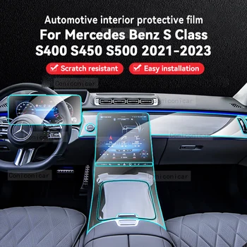 Par Merceds Benz S Klases S400 S450 S500 2021-2023 Automašīnas Salona Pārnesumkārbas Panelī Anti-Scratch Aizsardzības Remonts Filmu Piederumi