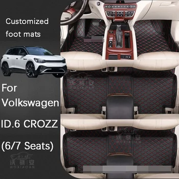 Par Volkswagen ID.6 CROZZ (6/7 vieta) nodiluma izturīgs un ūdensizturīgs auto paklājs pielāgota pēdas mat paklājs ir 2021.-2023version modeļi