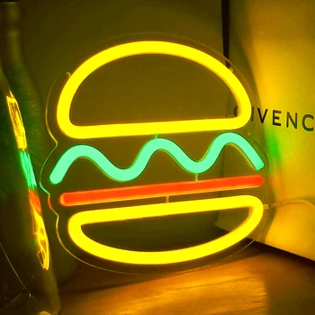 Pasūtījuma Hamburger Neona Gaismas Akrila Ananāsu Formas Fast Food Sienas Neona Zīmes Puse, Veikals, Restorāns, Mājas Apdare, 5V 20cm